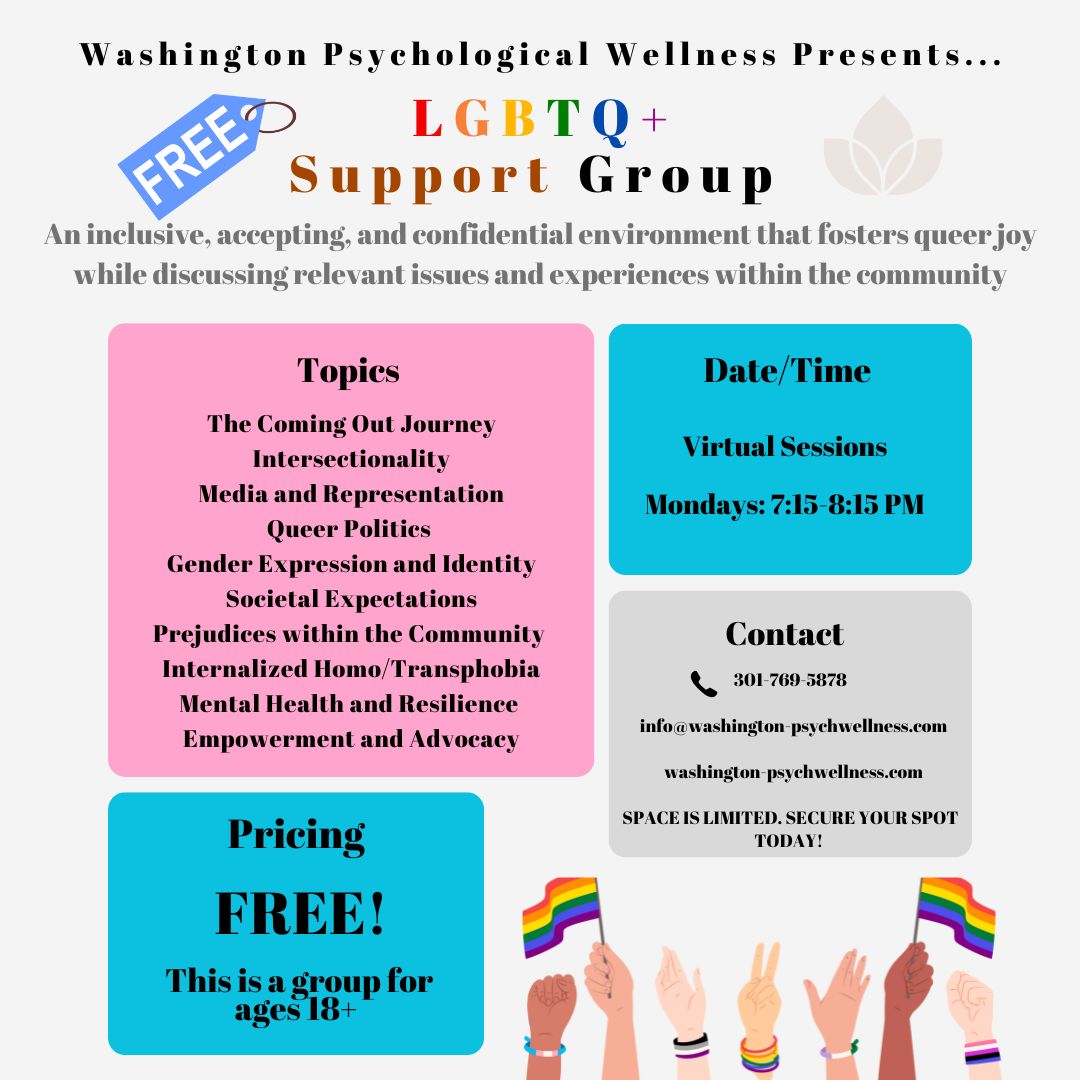 LGBTQ+ Support Group in Gaithersburg, MD Flier